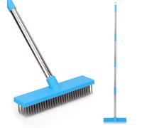 Heavy Duty Wire Broom with 70.8" Telescopic Handle: Stainless Steel Outdoor Broom for Cleaning Moss Concrete Floors Grout Gardens Patio Deck Concrete Garage