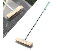 Heavy Duty Wire Broom with Telescopic Handle (63IN), Wire Brush Yard Brush Stiff Metal Bristle Brush for Cleaning Moss, Tough Stains on Concrete, Grout, Garden, Garage, Patio, Swimming Pool