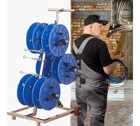Heavy-Duty Wire Spool Rack with 8 Reels, Floor-Standing Cable Organizer for Trucks & Factories, 4/6/8 Axles