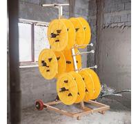 Heavy-Duty Wire Spool Rack with Wheels - Industrial 4 Spool Holder, Stainless Steel & Plastic Cable Caddy Dispenser, Portable Wire Reel Organizer