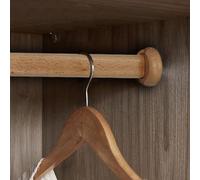 Heavy-Duty Wooden Closet Rod 869" for Hanging Clothes - Wardrobe Pole with End Supports, Holds Up to 80kg - Perfect for Laundry Room, Light Wood Finish, 59CM/23.2IN