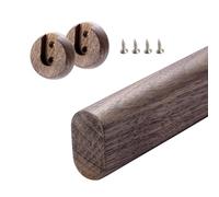 Heavy Duty Wooden Closet Rod for Hanging Clothes Easy Install Oval Safety Wardrobe Rail Strong Curtain Rod - Light Brown 50cm (19 3/4")