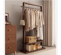 Heavy Duty Wooden Clothes Rack - 440lbs Max Load, Floor-standing Coat Rack for Bedroom, Shoe & Clothing Storage Organizer Shelves, Brown, 105cm