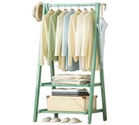 Heavy Duty Wooden Clothes Rack with Shoe Storage - Free Standing Coat Hanger Stand for Entryway Living Room Hallway Office & Bedroom - 66/86/116cm Supports 80kg