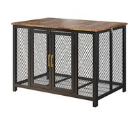 Heavy Duty Wooden Dog House Furniture, Indoor Large Dog Crate Side Table with Double Doors & Top Opening, Multi-Purpose Pet Kennel with Storage Space, Easy to Assemble for Medium & Large Dogs