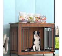 Heavy Duty Wooden Dog Kennel - Indoor Decorative Pet House with Storage Shelves, Furniture Style Dog Crate for Small, Medium, and Large Dogs