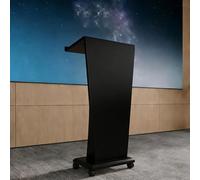 Heavy Duty Wooden Presentation Lectern with Hidden Storage Shelf, Professional Standing Podium for Church Gatherings, Academic Lectures, Corporate Meetings, and Public Speaking Engagements,Red,Without