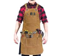 Heavy-Duty Work Apron Made of Thick Canvas, for Durable Welding and Woodworking Apron for Carpenters, Electricians, Gardening (Camel)
