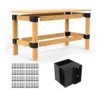 Heavy Duty Workbench Bracket Kit - 8 Pcs Steel 3-Way Right Angle Corner Brackets for DIY Custom Workbench, Shelving, Work Table, Fits 2x4" (Actual 1.5"x3.5") Wood