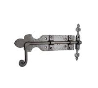 Heavy Duty Wrought Iron Gothic Style Slide Bolt Door Latch, Hand Forged Matt Black Cabinet Catch Barn Gate Shed Lock Rustic Antique Furniture Home Decor