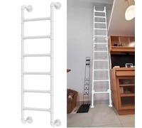 Heavy-Duty Wrought Iron Window Well Ladders, 39"/49"/51"/55"/59"/65" High Loft Attic Bed Step Ladders, Wall Mounted Metal Step Ladders for Fire Emergency Home Safety(240cm/94in)