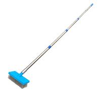 Heavy Duty Yard Wire Broom, Roof Scraper Moss Removal with Extendable Pole Brush Outdoor Broom Deck Scrubber Moss Remover Tool for Cleaning Moss Weed Garden Patio Pool (20cm Brush Wires with Handle)