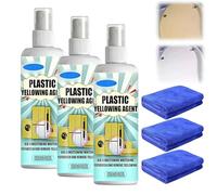 Heavy Duty Yellow Stain Remover, 100ml Plastic Yellowing Remover, Fast Acting With a Cleaning Cloth, All-Purpose Plastic Surface Cleaner for Air Conditioner Toilet Seat (3PC)