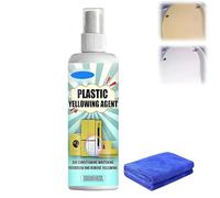 Heavy Duty Yellow Stain Remover, 100ml Plastic Yellowing Remover, Fast Acting With a Cleaning Cloth, All-Purpose Plastic Surface Cleaner for Air Conditioner Toilet Seat (1PC)