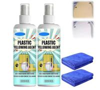 Heavy Duty Yellow Stain Remover, 100ml Plastic Yellowing Remover, Fast Acting With a Cleaning Cloth, All-Purpose Plastic Surface Cleaner for Air Conditioner Toilet Seat (2PC)