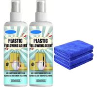Heavy Duty Yellow Stain Remover, Plastic Yellowing Remover, Yellowing Remover Fast Acting - With a Cleaning Cloth, for Air Conditioner Toilet Seat Home Appliances Plastic Surface Cleaner (2pcs)