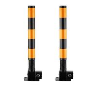 Heavy-Duty Yellow Steel Safety Bollards - Reflective Parking Barrier Posts for In-Ground Installation (6-Pack) - Durable Traffic Control, Ideal for Parking Lots & Driveways