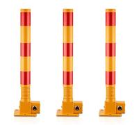 Heavy-Duty Yellow Steel Safety Bollards - Reflective Parking Barrier Posts for In-Ground Installation (6-Pack) - Durable Traffic Control, Ideal for Parking Lots & Driveways