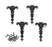 Heavy Duty Zinc Alloy 4PCS Antique T Hinges for Cabinets Wooden Boxes Jewelry Cases and Shed Doors Decorative Set (Black)