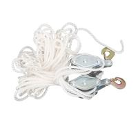 Heavy-Duty Zinc-Coated Steel Pulley with Hook, 4000lbs Load Capacity, Multi-Strand Nylon Rope - Ideal for Lifting, Rigging, and Heavy Loads