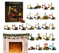 Heavy Equipment 2025 - Acrylic 28x18x3cm | Acrylic Little Machine Pendant Countdown Calendar | 24 Days 2D Acrylics Die-Cast Machines Ornament For Kids, Collectors, & Holiday Decoration