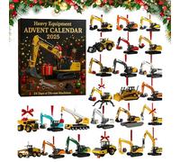 Heavy Equipment Advent Calendar 2025, 24 Day Christmas Countdown Calendar with 24 Die-Cast Construction Vehicles, Mini Excavator Truck Ornaments, Builder Gifts & Collectible Surprise Toys