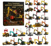 Heavy Equipment Advent Calendar 2025,24 Days Engineering Vehicles Hanging Decorations Calendar,2D Mini Countdown Excavator O