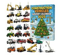 Heavy Equipment Advent Calendar 2025-24 Die-Cast Construction Vehicle Ornaments with Excavator, Bulldozer & Crane, Miniature Christmas Countdown Calendar for Collectors, Builders & Kids (B)