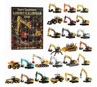 Heavy Equipment Advent Calendar 2025, 24 Die-Cast Construction Vehicles Christmas Countdown Calendar with 24 Different Mini Excavator Ornaments, Countdown Surprise Gift for Boys Girls