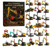 Heavy Equipment Advent Calendar 2025-24 Die-Cast Construction Vehicles with Mini Excavator Ornaments, Christmas Countdown Calendar, Gift for Collectors & Builders (Excavator)