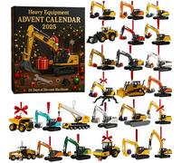 Heavy Equipment Advent Calendar 2025 · 24 Die-Cast Machines, 24 Days Engineering Vehicles Hanging Decorations Countdown Calendar, With 24 Different Mini Excavator Ornaments, For Boys Girls