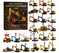 Heavy Equipment Advent Calendar 2025 · 24 Die-Cast Machines, 2D Miniature Construction Vehicle Christmas Countdown Calendar With 24 Different Mini Excavator Ornaments, for Collectors & Builders