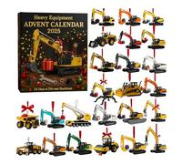 Heavy Equipment Advent Calendar 2025,24 Different Mini Excavator Ornaments,2D Miniature Construction Vehicle Christmas Countdown Calendar,Christmas Party Favor Surprise Box Gifts (A)