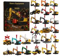 Heavy Equipment Advent Calendars 2025 | 24 Day Tractor Ornaments Christmas Countdown Calendar 2025 | 2D Digger Pendant Advent Calendars | Construction Vehicle Christmas Tree Decorations