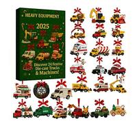 Heavy Equipment Advent Calendars 2025, 24 Days Advent Countdown Ornament Decor Truck Toys | 2D Acrylic Heavy Trucks Pendant Winter Holiday Home Decor
