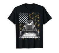 Heavy Equipment Operator Bulldozer Patriotic American Flag Value Graphic T-Shirt