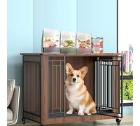 Heavy Family Style Dog Pet House, Dog House, TV Station, Indoor Furniture Style Dog House Cage, Family Dog House Cage (White)