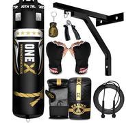 Heavy Filled Boxing Punch Bag 3ft 4ft 5ft with Hanging Strap, Punching Bag for Boxing, Kickboxing, MMA, Muay Thai & Karate - Home & Commercial Gym Training (Black, 5ft)