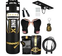 Heavy Filled Boxing Punch Bag 3ft 4ft 5ft with Hanging Strap, Punching Bag for Boxing, Kickboxing, MMA, Muay Thai & Karate - Home & Commercial Gym Training (Black, 4ft+Hook set)