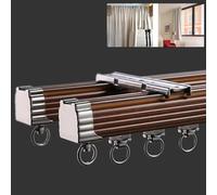 Heavy Flexible Curtain Tracks for Bay Window Aluminum Alloy Silence Curtain Double Rods Curtain Accessories(Teak,6M/19.6FT)
