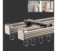 Heavy Flexible Curtain Tracks for Bay Window Aluminum Alloy Silence Curtain Double Rods Curtain Accessories(Champagne,1M/3.2FT)