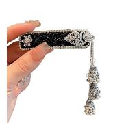 Heavy Industry Crystal Flash Diamond Bells Tassel Hairpin Ethnic Style Bangs Clip Retro Side Clip Headgear (Black flash diamond bell fringed hairpin)