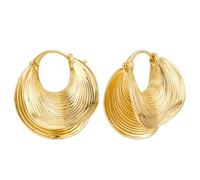 Heavy Industry Ripple Geometric Earrings, Copper Retro Style Earrings, Light Luxury Style Accessories, Suitable for Commuting Women in the Workplace, Retro Fashion Enthusiasts, Banquet Travel and Ligh