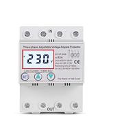 Heavy Load 80A 380V Three Phase 4 Wires Adjustble Voltage and Current Protector Voltage Relay with Volt Amp Display 1Pcs Automatic switch