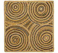 Heavy Material Handmade Jute Area Rug Natural Jute Kilim Rug 6x6 Thick 0.27'' Yellow & Black Chindi Geometric Square Rugs for Kids Room Bedroom Home Decor Indoor Outdoor Carpet
