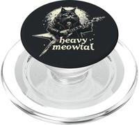Heavy Meowtal Cat Dark Hairy Metal Music Kitty PopSockets PopGrip for MagSafe