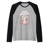 Heavy Meowtal Cat Drummer Funny Metal Music Raglan Baseball Tee