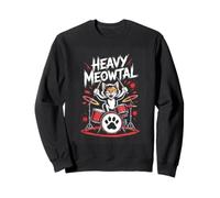 Heavy Meowtal Cat Drummer Funny Metal Music Sweatshirt