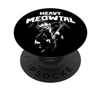 Heavy Meowtal - Cat Lover Gifts - Heavy Metal Music Gift PopSockets PopGrip: Swappable Grip for Phones & Tablets