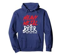Heavy Metal and Beer That's Why I'm Here Artwork Pullover Hoodie, Adult Unisex, Navy Blue, Medium